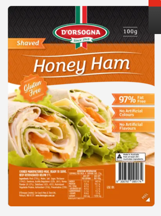 Meats - Shaved Honey Ham (100g)